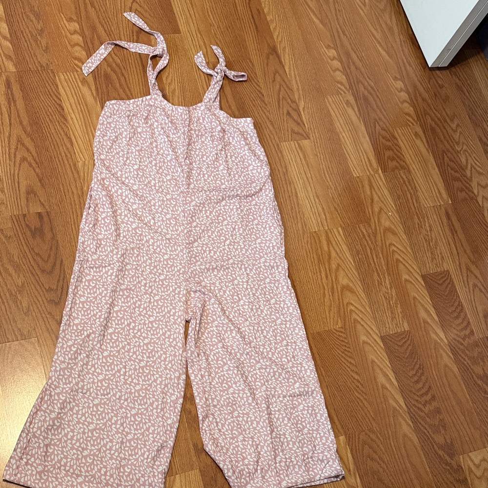 Pink Patterned Jumpsuit with Tie Straps